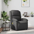 thumbnail image 1 of vidaXL Massage Recliner Chair with 6-Point Vibration Massage, Adjustable, Gray Real Leather, 1 of 5