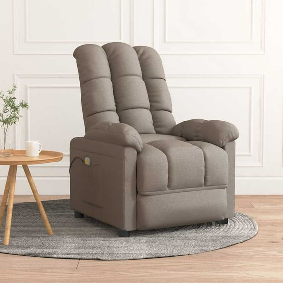 vidaXL Massage Chair Taupe Polyester, Metal, Wood, Plywood Large