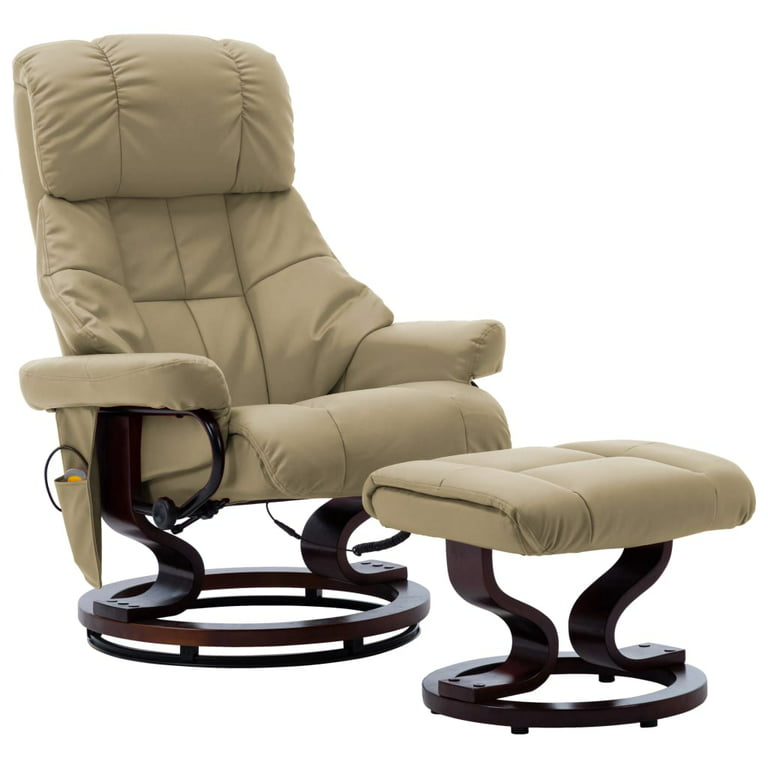 vidaXL Massage Recliner Swiveling Recliner Chair Faux Leather and Bentwood