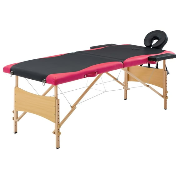 vidaXL Massage Table Foldable Massage Bed Salon Therapy Table 2 Zones Wood