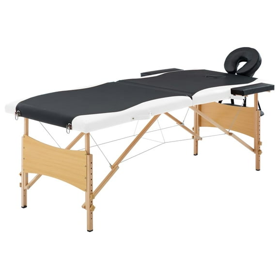 vidaXL Massage Table Foldable Massage Bed Salon Therapy Table 2 Zones Wood