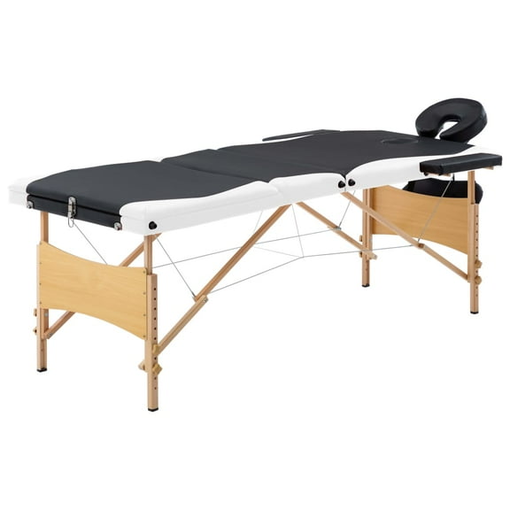 vidaXL Massage Table Foldable Massage Bed Salon Therapy Table 3 Zones Wood
