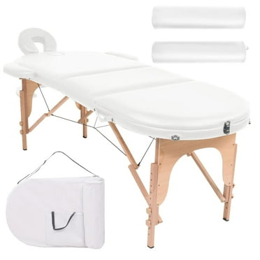 vidaXL Massage Table Portable Massage Therapy Bed Thick with 2 Bolsters Oval