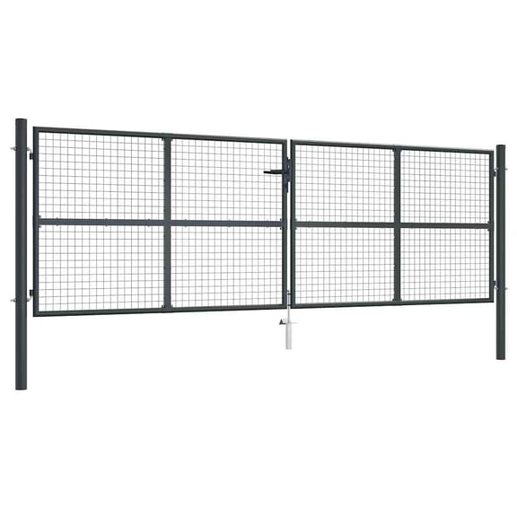 vidaXL Mesh Garden Gate Galvanised Steel 157.5x49.2" Grey