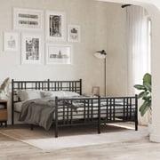vidaXL Metal Bed Frame without Mattress with Footboard Black 59.1"x78.7"