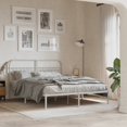 thumbnail image 1 of vidaXL Metal Bed Frame without Mattress with Headboard White 59.1"x78.7", 1 of 7