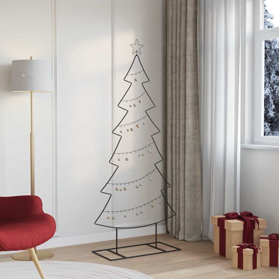 vidaXL Metal Christmas Tree Black 70.87 in Steel