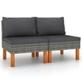 thumbnail image 1 of vidaXL Middle Sofas 2 pcs Poly Rattan and Solid Eucalyptus Wood, 1 of 10
