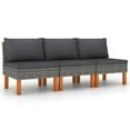 thumbnail image 1 of vidaXL Middle Sofas 3 pcs Poly Rattan and Solid Eucalyptus Wood, 1 of 8