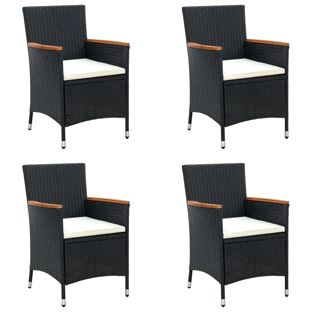 vidaXL Modern Dining Chairs 4 Pcs Patio Rattan Wicker Dining Chair Poly ...