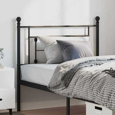 vidaXL Modern Metal Headboard for Twin/Twin XL Size Bed, Robust Steel, Easy Assembly, Black