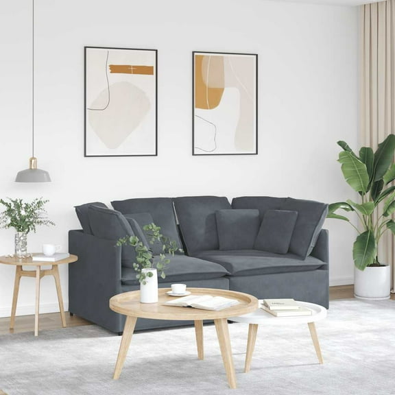 vidaXL Modular Sofa Dark Grey Velvet, Metal, Foam Oversized Modular