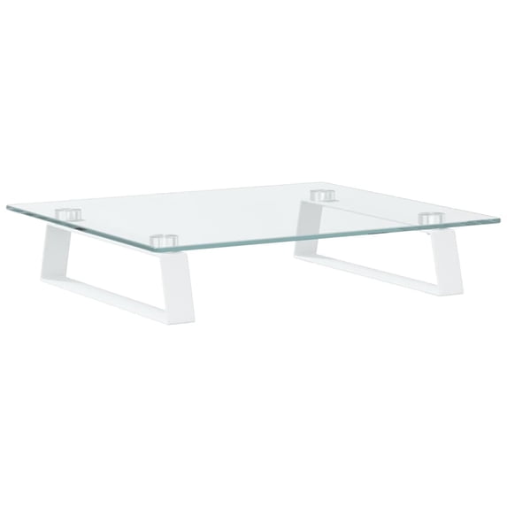 vidaXL Monitor Stand White 15.7"x13.8"x3.1" Tempered Glass and Metal