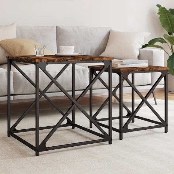vidaXL Nesting Coffee Tables Accent Desk Furniture Set of 2 Engineered Wood