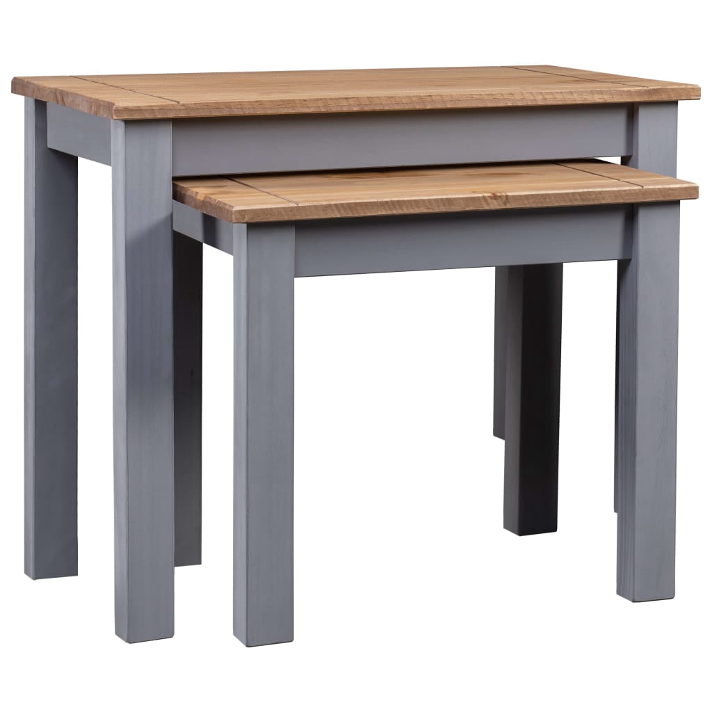vidaXL Nesting Tables 2 Pcs Coffee End Table Solid Pine Wood Panama ...