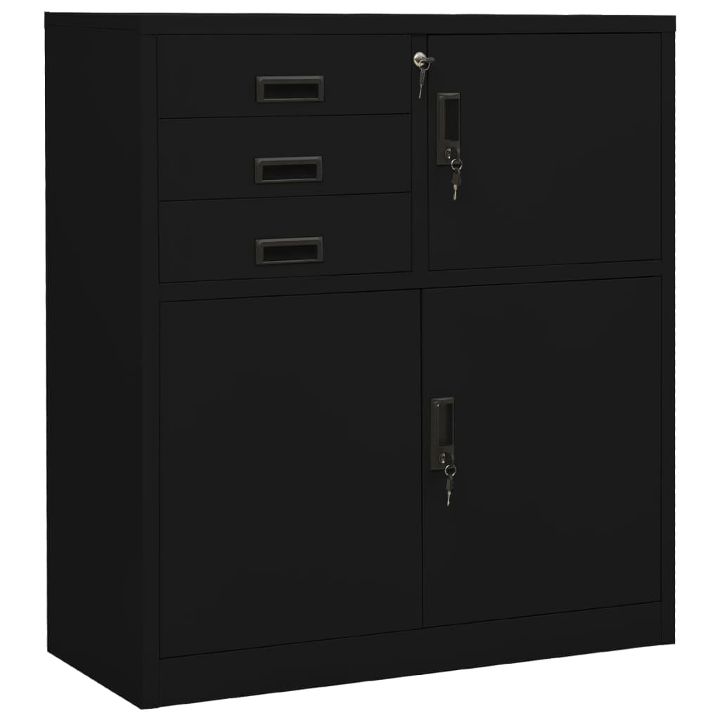 vidaXL Office Cabinet Black 35.4"x15.7"x40.2" Steel, 336407 - Walmart.com