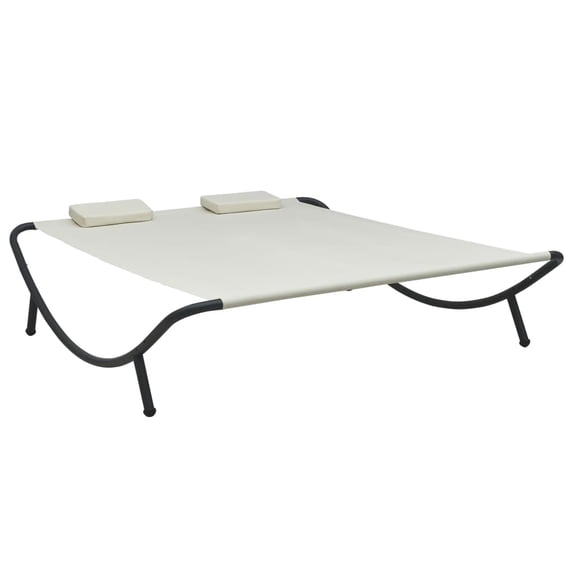 vidaXL Fabric Weather-Resistant and Two Pillows Outdoor Chaise Lounge Black
