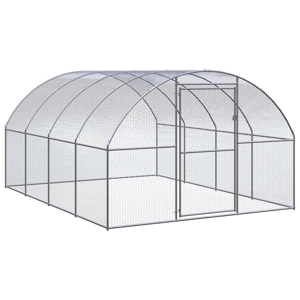 Large Silver Galvanized Steel Outdoor Chicken Coop