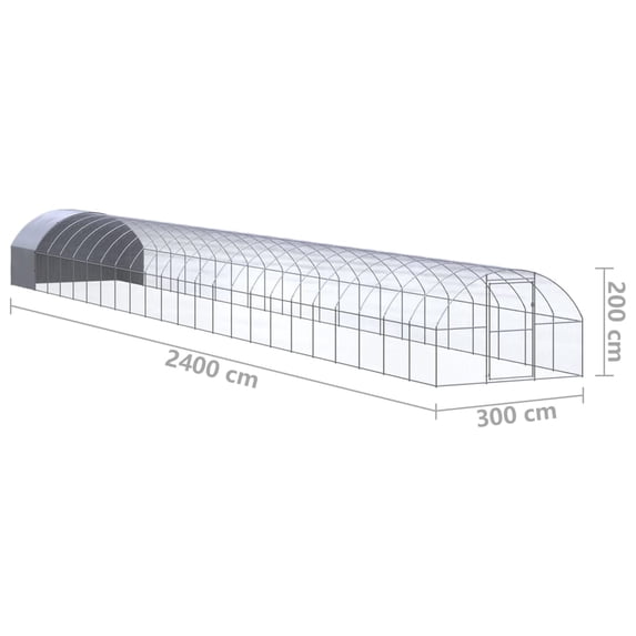 vidaXL Outdoor Chicken Coop 9.8'x78.7'x6.6' Galvanized Steel