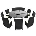 thumbnail image 1 of vidaXL Outdoor Dining Set with Cushions 7 Pieces Poly Rattan Patio Brown/Black, 1 of 20