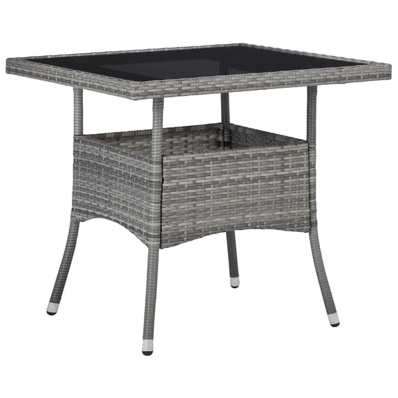 vidaXL Outdoor Dining Table Garden Porch Patio Table with Glass Top PE Rattan