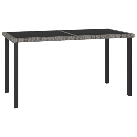 vidaXL Outdoor Dining Table Garden Porch Patio Table with Glass Top PE Rattan