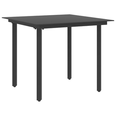 vidaXL Outdoor Dining Table Patio Table with Glass Top Garden Furniture Steel