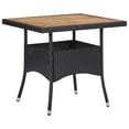 thumbnail image 1 of vidaXL Outdoor Dining Table Patio Table with Storage Solid Acacia Wood PE Rattan, 1 of 5