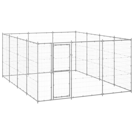 vidaXL Outdoor Dog Kennel Dog Pen Pet Crate Kennel Cage Fence for Yard Steel