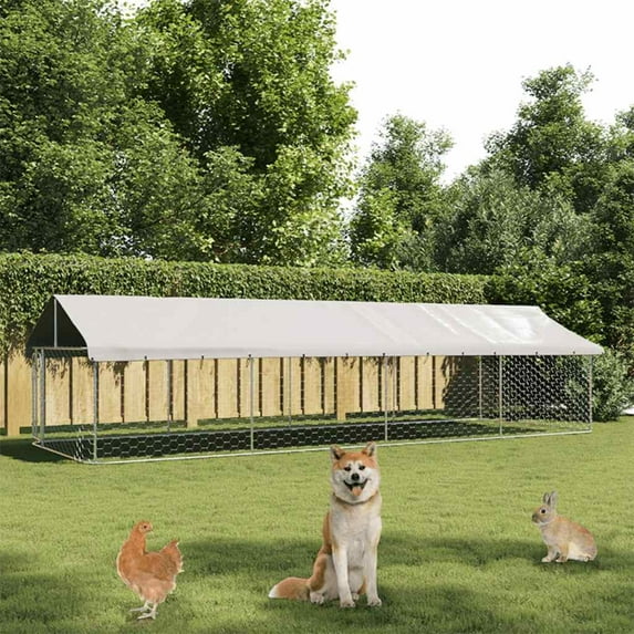 vidaXL Outdoor Dog Kennel Dog Pen Pet Crate Kennel Playpen House with Roof