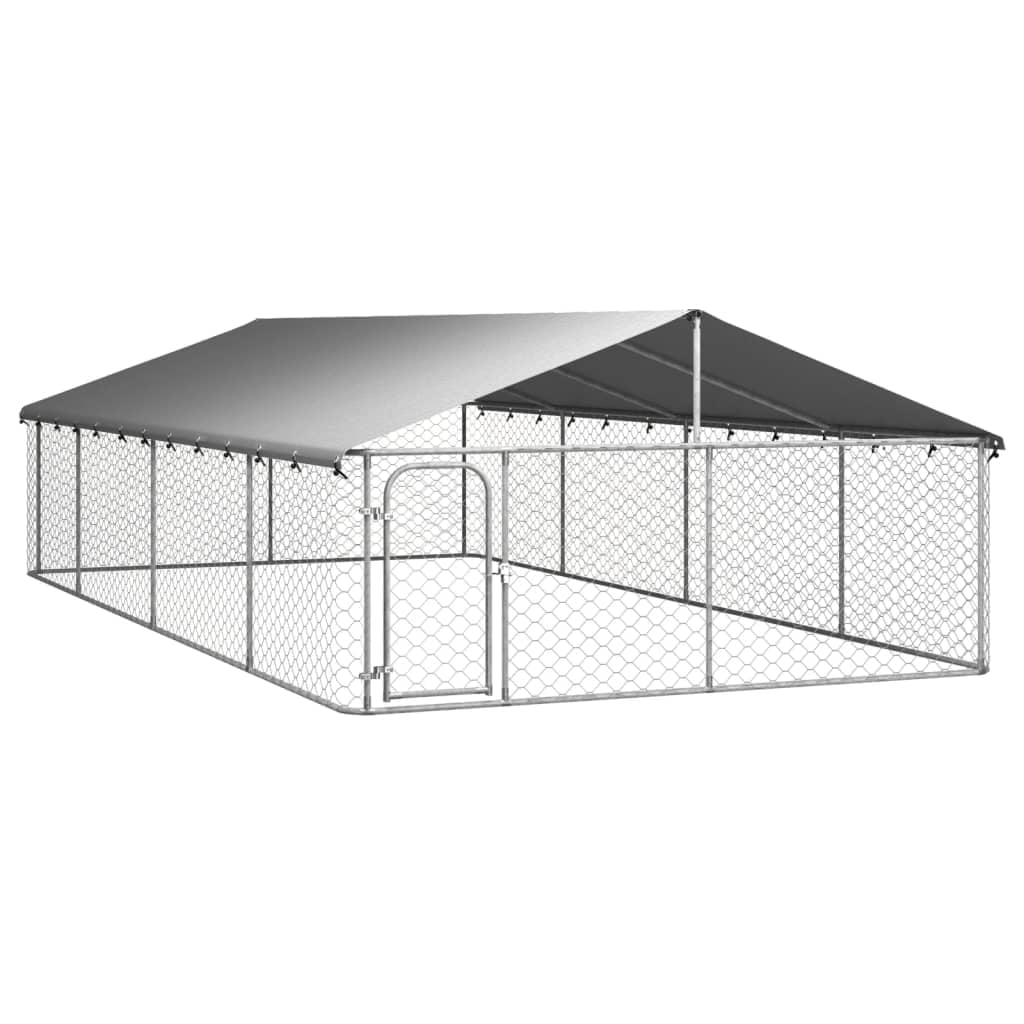 Large Outdoor Galvanized Steel Dog Kennel with Roof