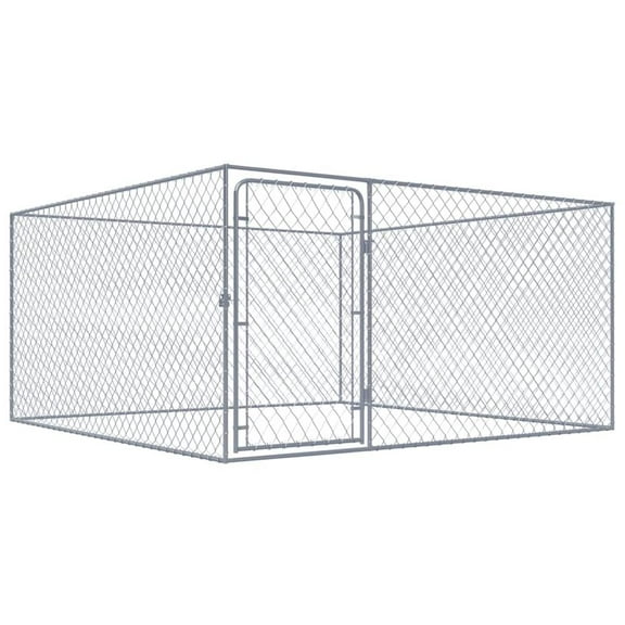 vidaXL Outdoor Dog Kennel Galvanised Steel 72.8"x72.8"x39.4", 170819
