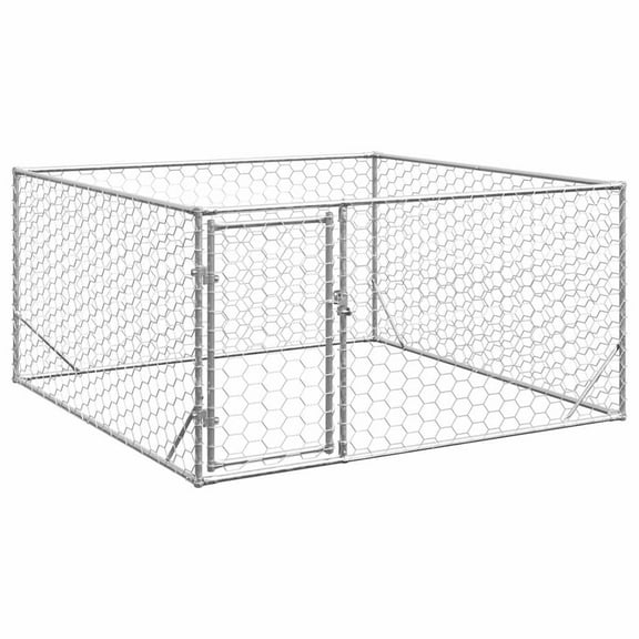 vidaXL Outdoor Dog Kennel Galvanized Steel Large Durable