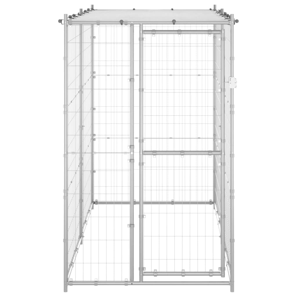 Large Galvanized Steel Outdoor Dog Kennel with Roof