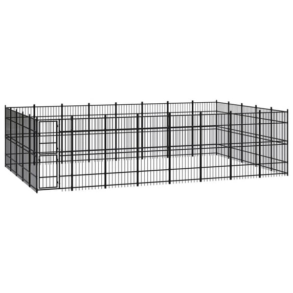 vidaXL Outdoor Dog Kennel Large Dog Crate Dog Cage Exercise Playpen Steel
