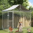 thumbnail image 1 of vidaXL Outdoor Dog Kennel Silver Galvanized steel, polyethylene Large, 1 of 5