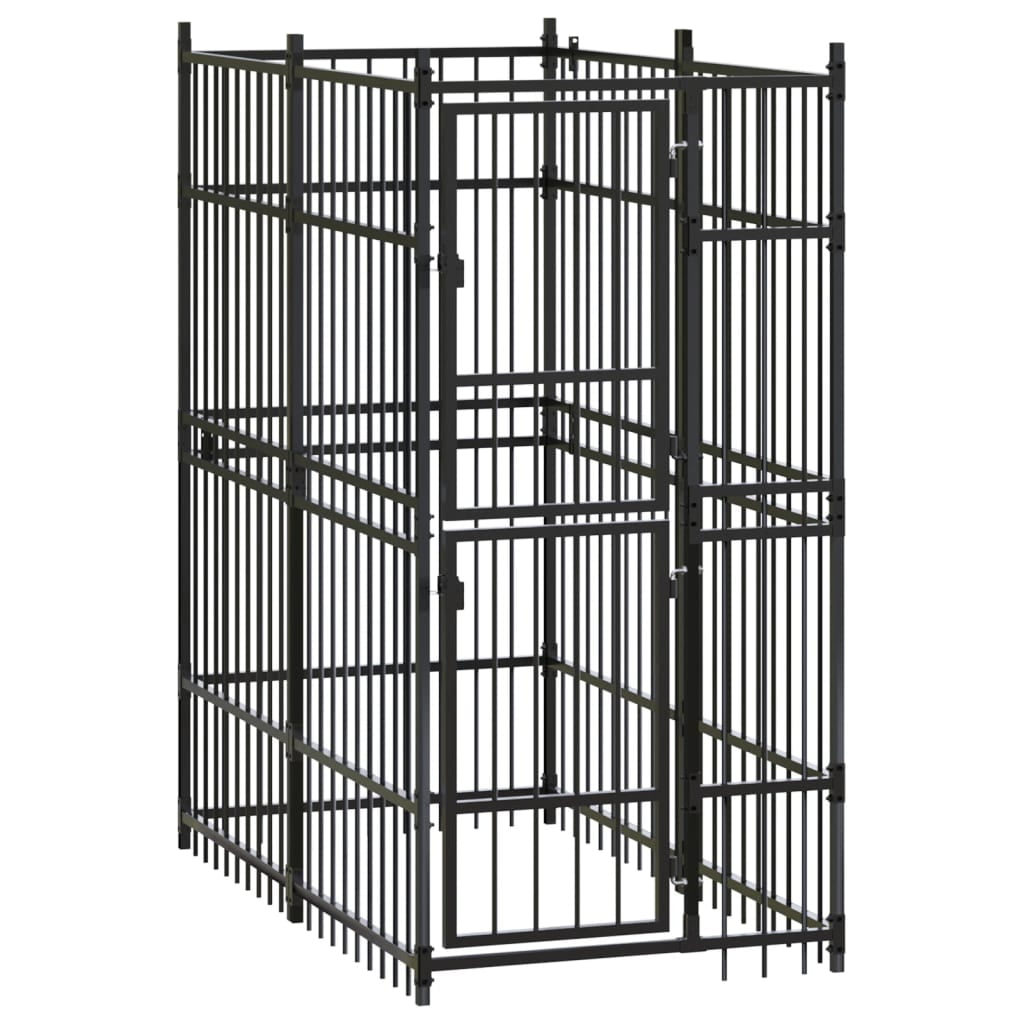 vidaXL Outdoor Dog Kennel Steel 19.8 ft²