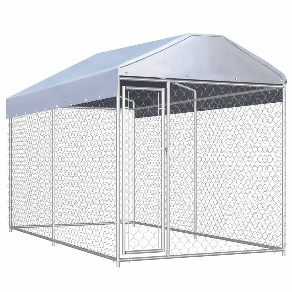 vidaXL Outdoor Dog Kennel with Canopy Top 150.4 x75.6 x88.6