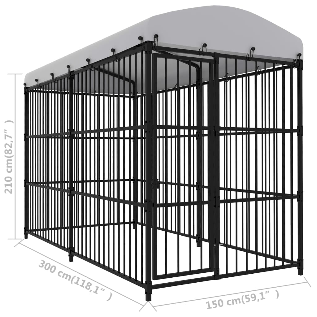 vidaXL Dog Cage with Wheels Steel 36.2x24.4x29.9