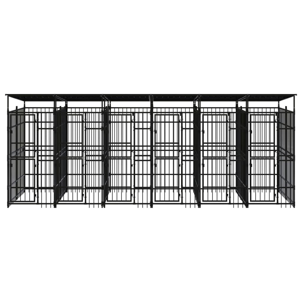 vidaXL Outdoor Dog Kennel with Roof Steel 119 ft²