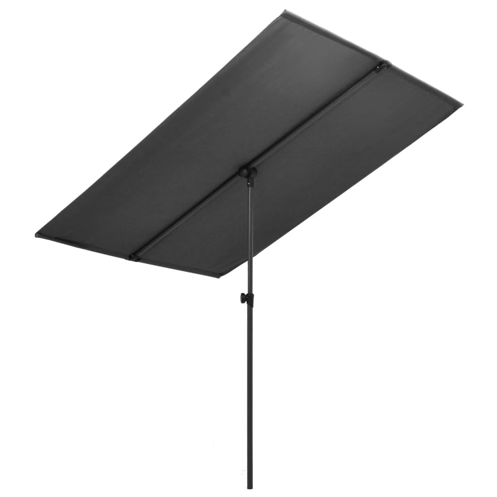 Anthracite Gray Rectangular Outdoor Market Umbrella with Aluminum Pole