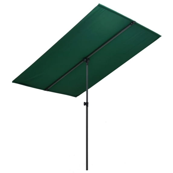 vidaXL Garden Parasol Green Polyester Large Height-Adjustable