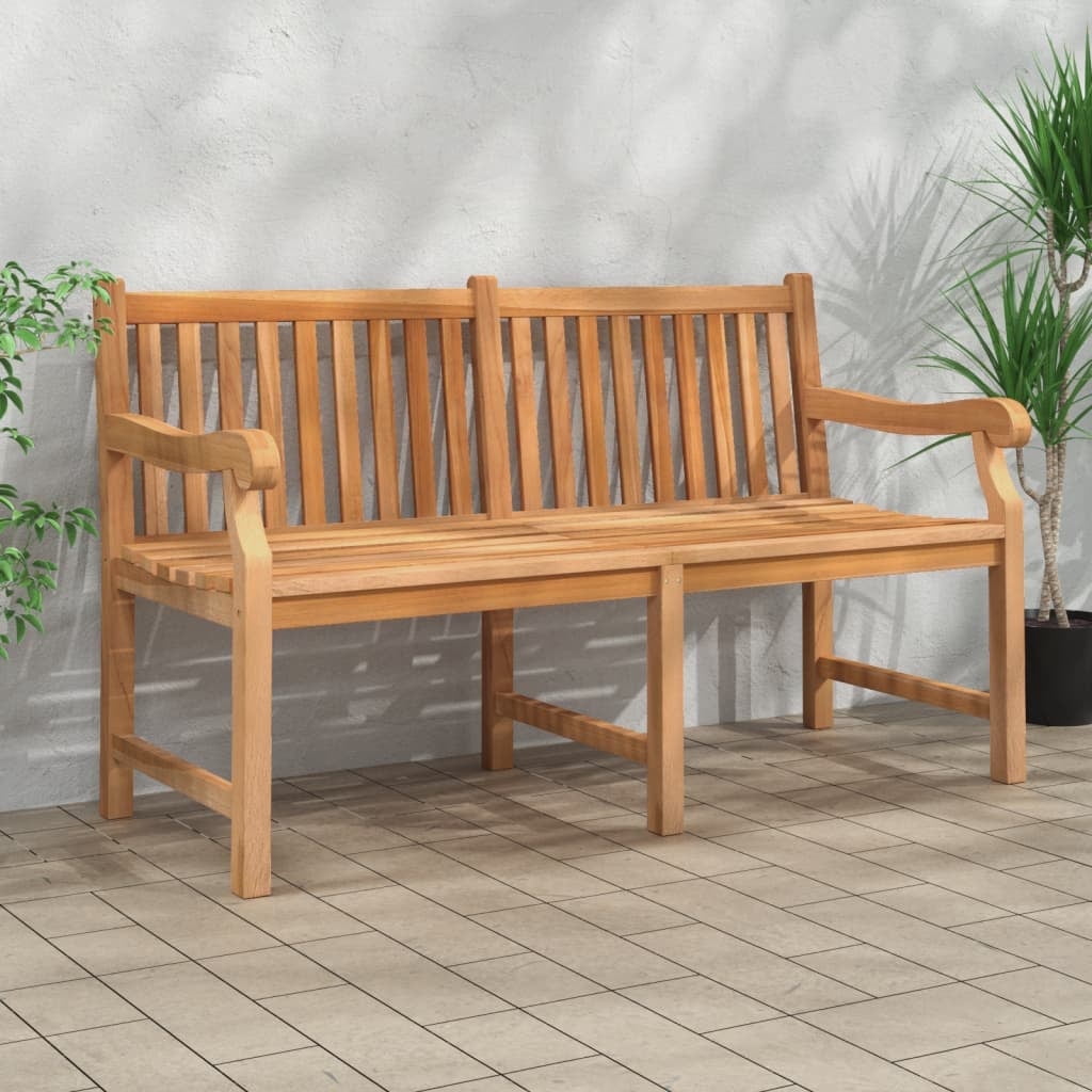 Solid Teak Wood 59.1" Outdoor Patio Bench in Natural Finish