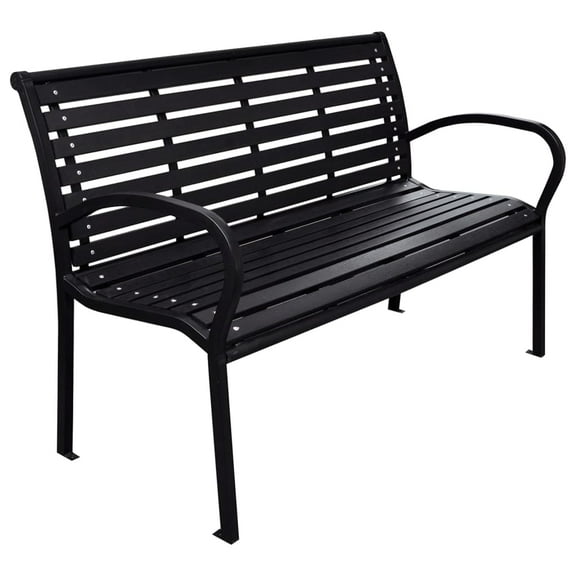 vidaXL Garden Bench Black WPC (Wood Plastic Composite), Steel 116 cm wide