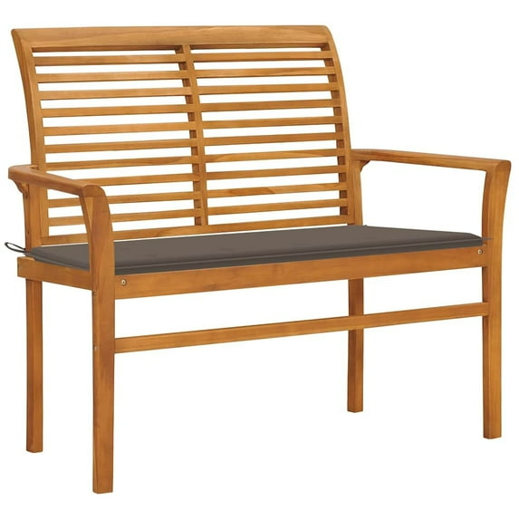 vidaXL Outdoor Patio Bench Garden Bench with Cushion for Porch Solid Wood Teak
