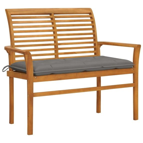 vidaXL Outdoor Patio Bench Garden Bench with Cushion for Porch Solid Wood Teak
