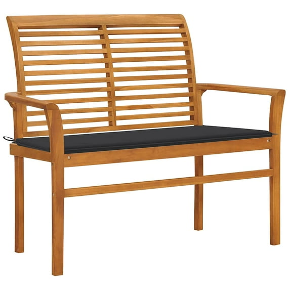 vidaXL Garden Bench Teak Brown Solid teak wood, 100% polyester fabric