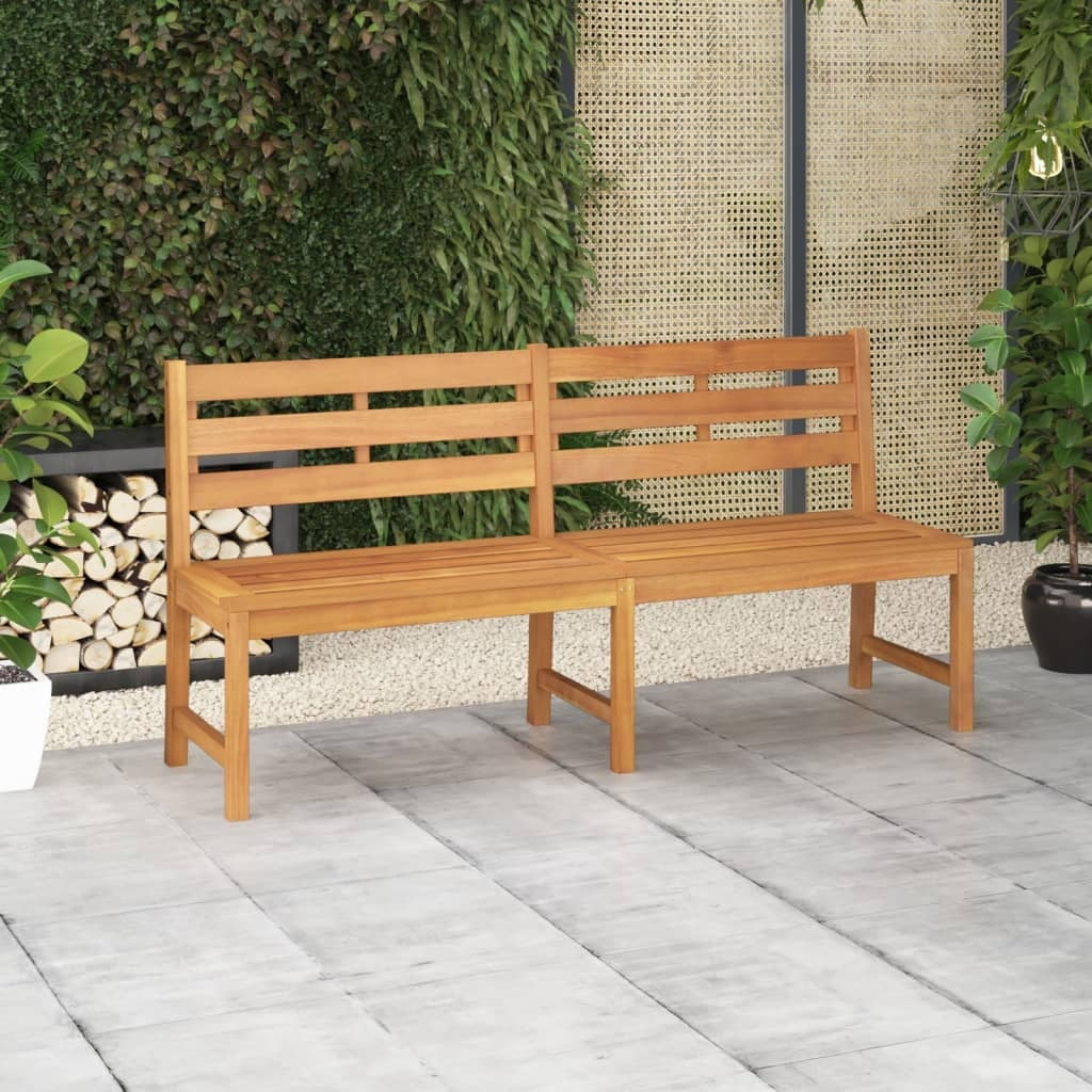 Teak Wood Outdoor Patio Bench with Backrest, Medium Brown