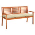 thumbnail image 1 of vidaXL Outdoor Patio Bench Loveseat Chair with Cushion Solid Wood Eucalyptus, 1 of 12