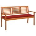 thumbnail image 1 of vidaXL Outdoor Patio Bench Loveseat Chair with Cushion Solid Wood Eucalyptus, 1 of 10